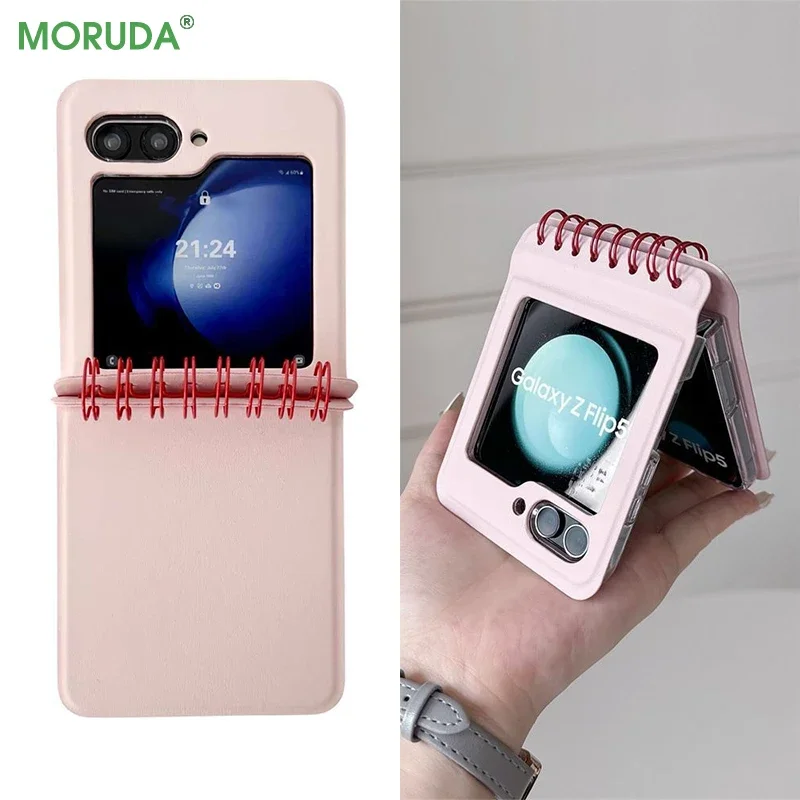 Spiral Notebook Style Leather Flip Calendar Case with Hinge Protection