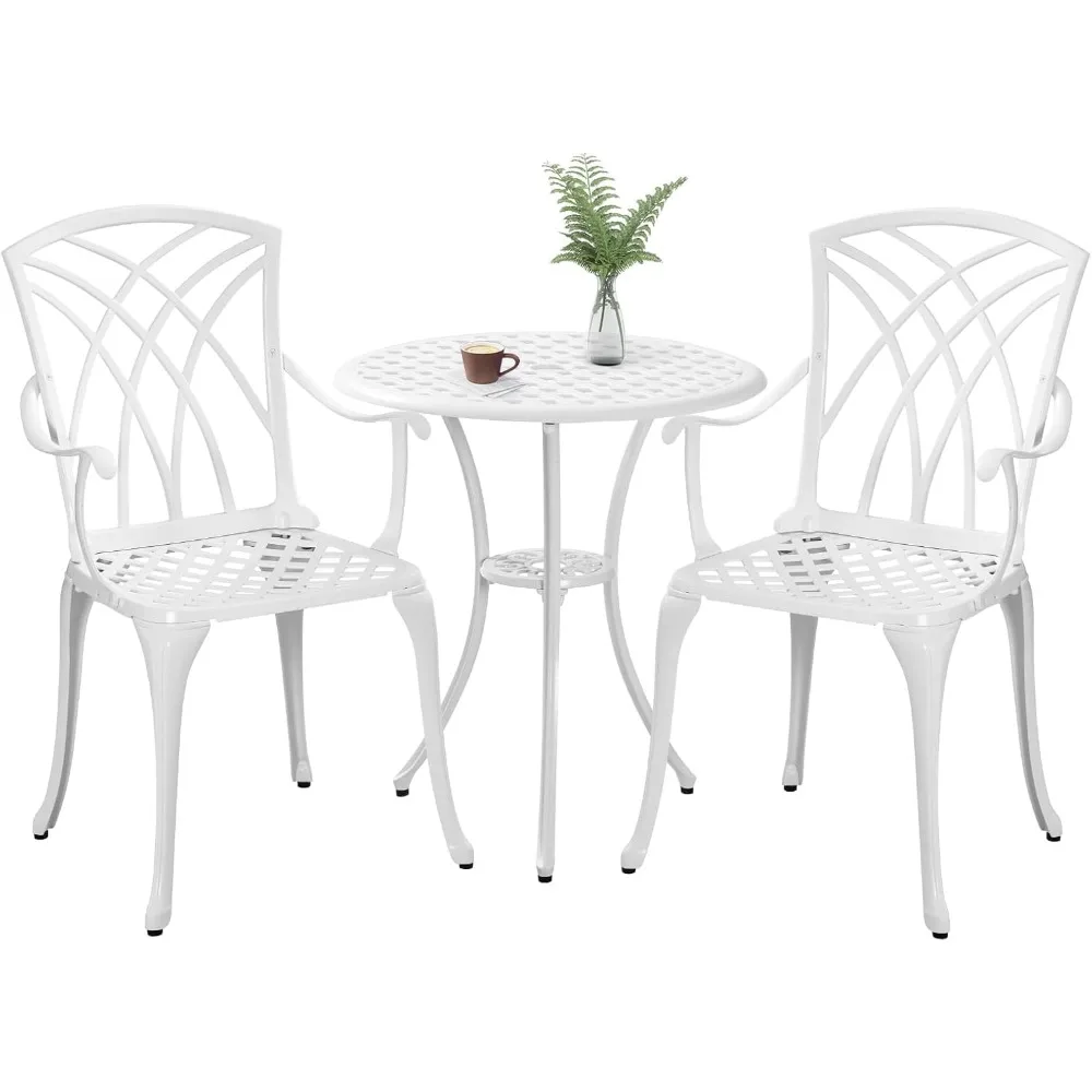 White Cast Aluminum Bistro Set 1