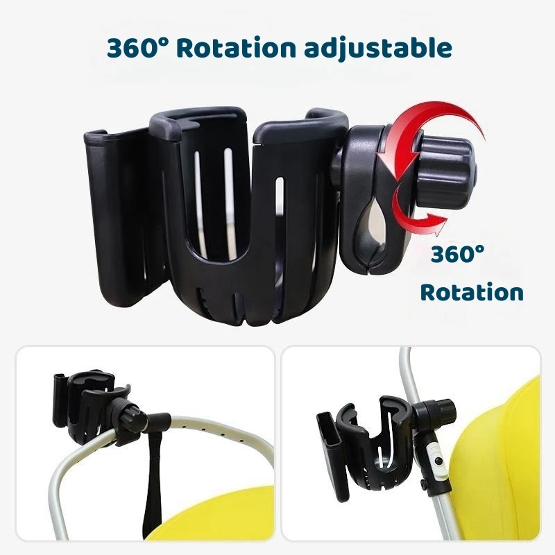 2 in 1 Baby Stroller Cup Holder For Bicycle Motorcycle Scooter ABS Material 360&deg; Rotation Adjustable Phone Mount Coffee Holder stroller accessories,pram cup holders,stroller cup holder