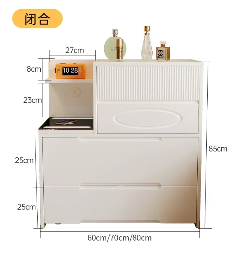 New Dressing Table, Cream Style Dressing Table, Smart Storage Cabinet, Bedside Table, Wireless Charging, Light-emitting