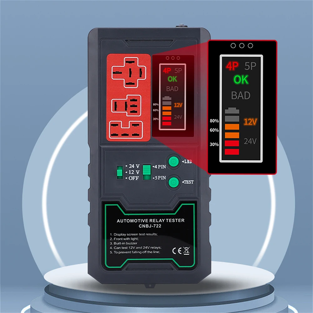 Testeur De Relais De Voiture 12V 24V Testeur De Relais Automobile électronique Pour Vérificateur De Batterie Automatique Analyseur D' Alternateur Outil De Diagnostic De Voiture