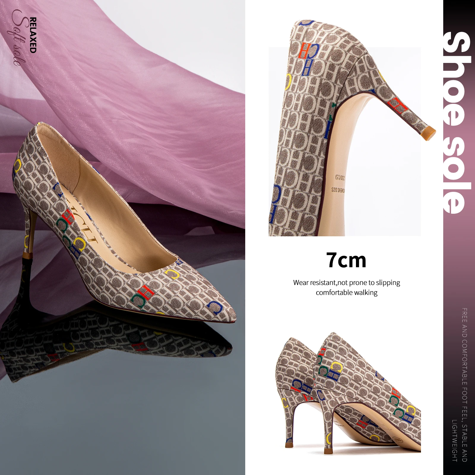 أحذية عمل مدببة من قماش CHCH للنساء ، كعب عالي ، ج...