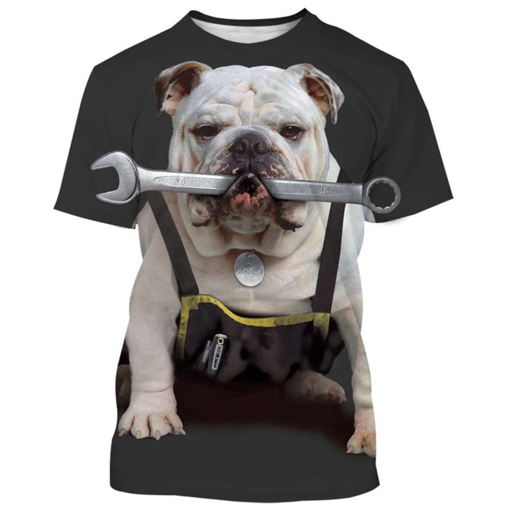 

2023 Animal Bulldog 3D Print T-shirts Men Women Summer Casual O-Neck Short Sleeve Harajuku Streetwear Oversized Male T Shirts