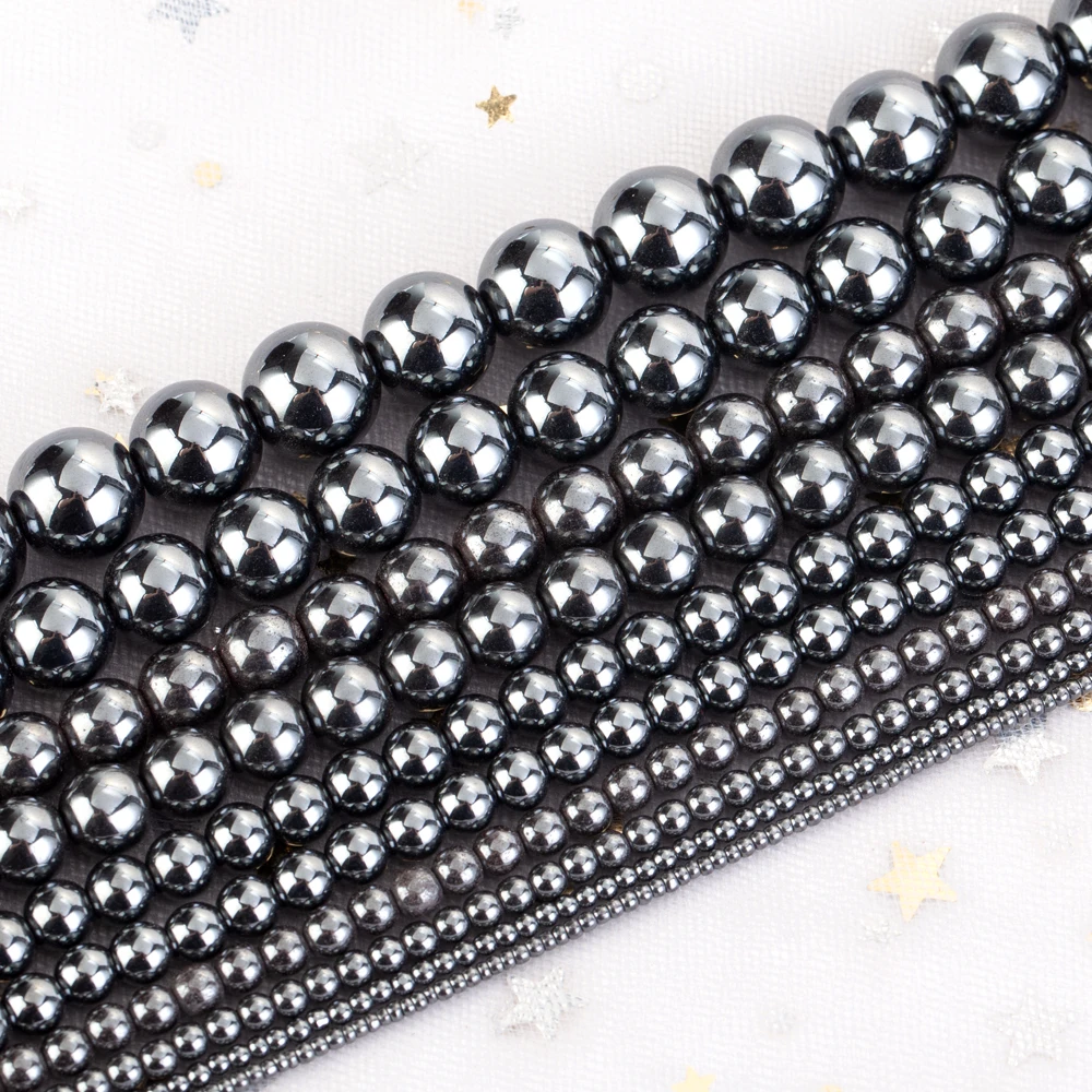 1-12mm Runde Hämatit Natürliche Stein Schwarz Hämatit Perlen Für Schmuck Machen DIY Armband Halskette Handwerk Handgemachte Accessoires