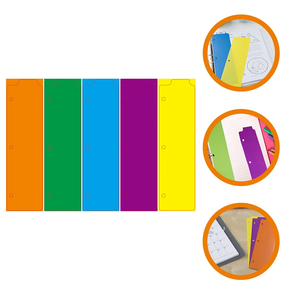 

5 Pcs Bookmark Mini Binder Divider Snap-in 3-ring Loose-leaf Notebook 5pcs (color Version) Colored Tabs Page Markers Dividers
