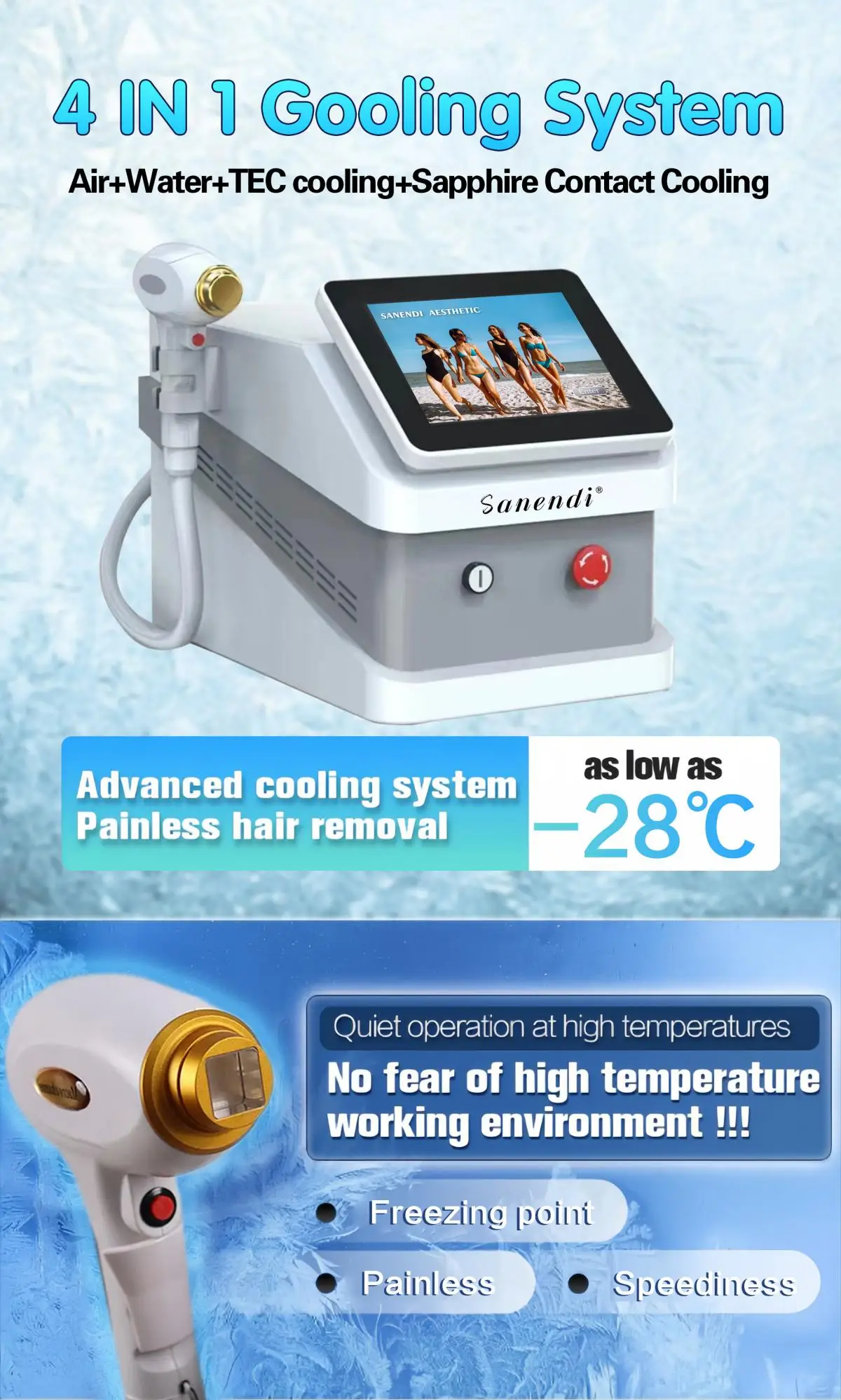 Portable Diode Laser Hair Removal Professional Machine Permanent Ice Titanium Device 808nm Seamless epilator for women 6