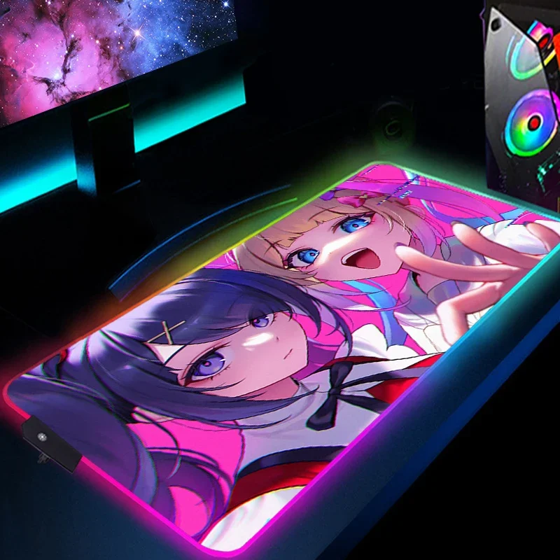 Needy Girl RGB Xxl Ʈ 콺 е,  PC ׼, ߱ ũ Ʈ, LED ̾ ̸ Ű 콺 е