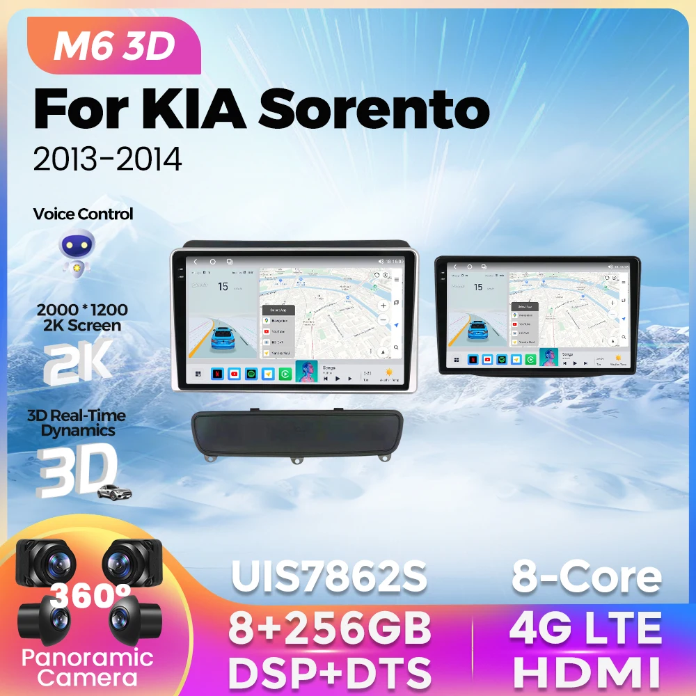 

2023 NEW M6 Plus 3D Android All in one For Kia Sorento 2 II XM 2012-2021 Car Radio Multimedia Player For Carplay Android Auto bt