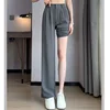 Women Suit Pants Lady Baggy High Waist Wide Leg Solid Color Trousers Female Designer Straight Leg Mom Classic Office Pant Slacks 4