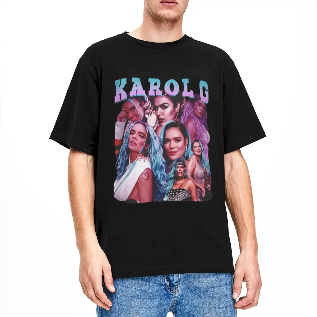 

Men Women T-Shirts Vintage Karol G Bootleg Merch Creative 100% Cotton Short Sleeve Bichota Season T Shirt Round Collar Clothes