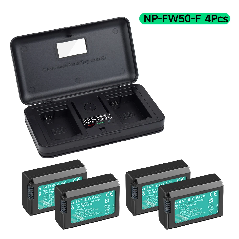 NP-FW50 NP FW50 Battery +2 IN 1 Storage Box Charger for Sony Alpha A6500 A6300 A6000 A5000 NEX-3 A7 A7RII A7SII A7S ZVE10 NPFW50