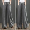 Women Vintage Causals Cotton Linen High Waist Pants 4