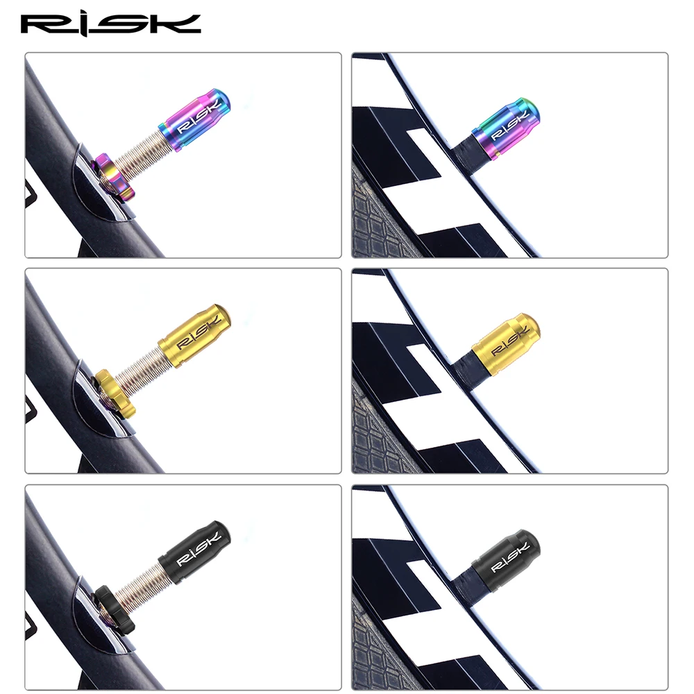 RISK Titanium Bicycle Tire Valve Cap With Nut/Wrench/Protection Sticker Set Road Bike Presta Valve Dust Proof Cover Accessories Bicycle Tire Valve Cap Bicycle Valve Cap Valve Cap Valve Caps