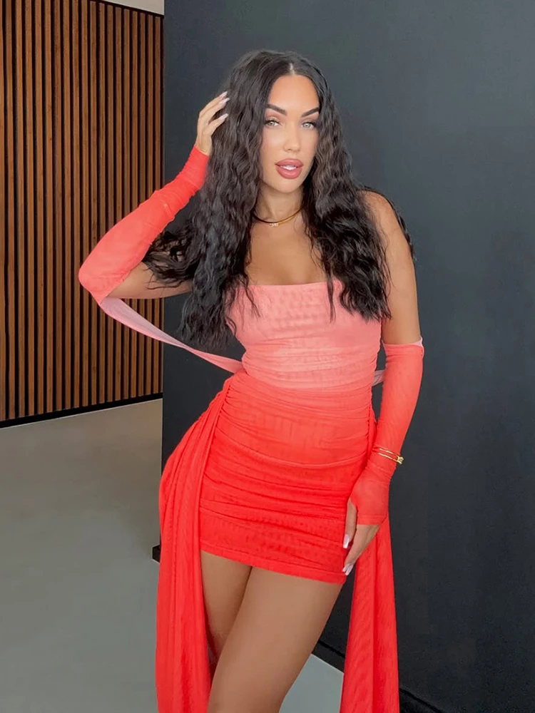 Simple Mini  Strapless Ribbons Dress - Image 5