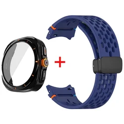 Silicone Magnetic Buckle Band with Tempered Glass Protective Cover and Bumper - Galaxy Watch 6 40mm (MidUB)