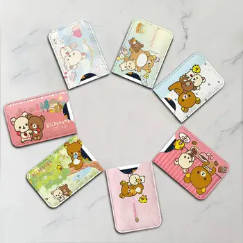 Mini portafoglio in pelle da uomo Kawaii Rilakkuma Bear, sottile, con scomparto separato per carte di credito, documenti e tessere autobus