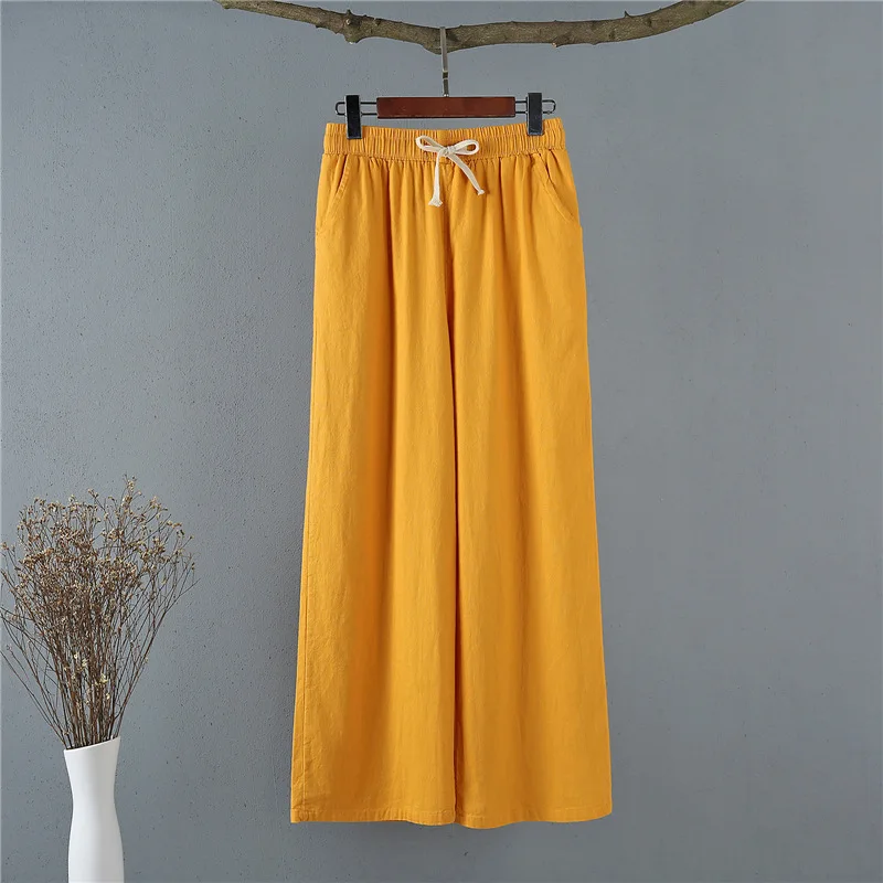 Cotton and linen wide leg pants for women summer 2021 new high waist loose straight pants slim casual pants for women nike capri