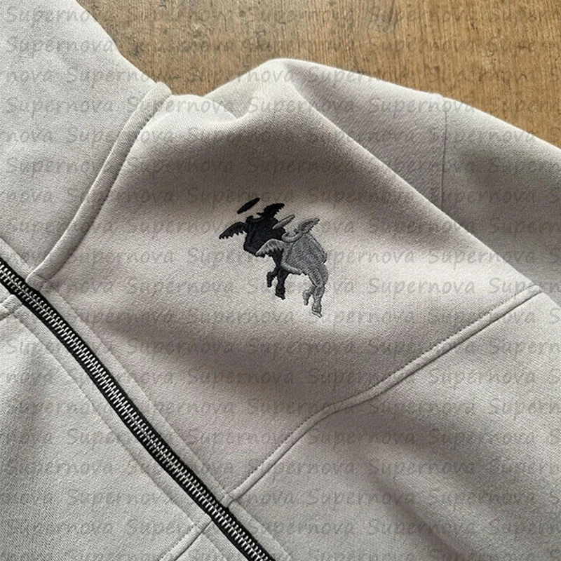 Men's clothing Zip Up Hoodie Vintage Casual Pattern Oversize