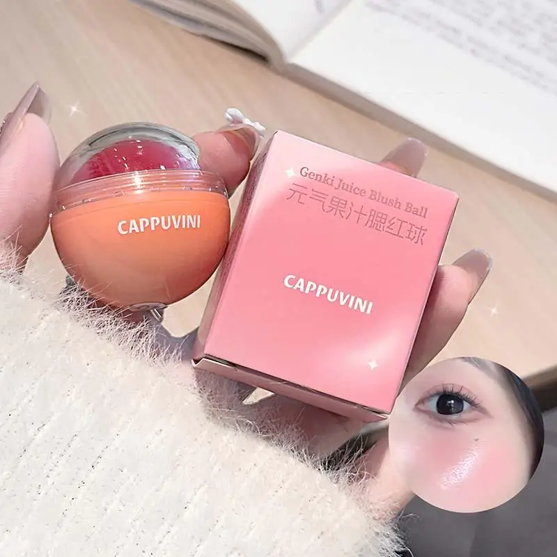 Blush Ball Cappuvini Vitality Juicy Natural Rosy Long-Lasting High Color Blusher Cream Face Makeup Rouge