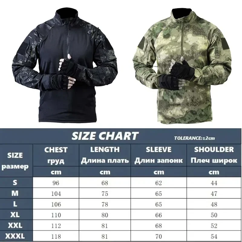 1/4 Zipper Outdoor Uniform Combat Tops Tactical Shirts Long Sleeve Paintball Airsoft Hunting Shirts Men Clothing Wear-resisting 4