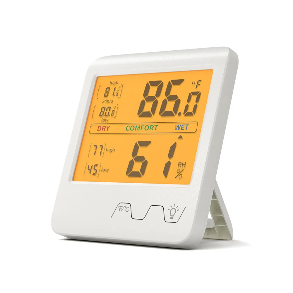 

Household Indoor Thermometer Temperature And Humidity Monitor 4 Backlit LCD Screen Fast Sensing & High Accuracy