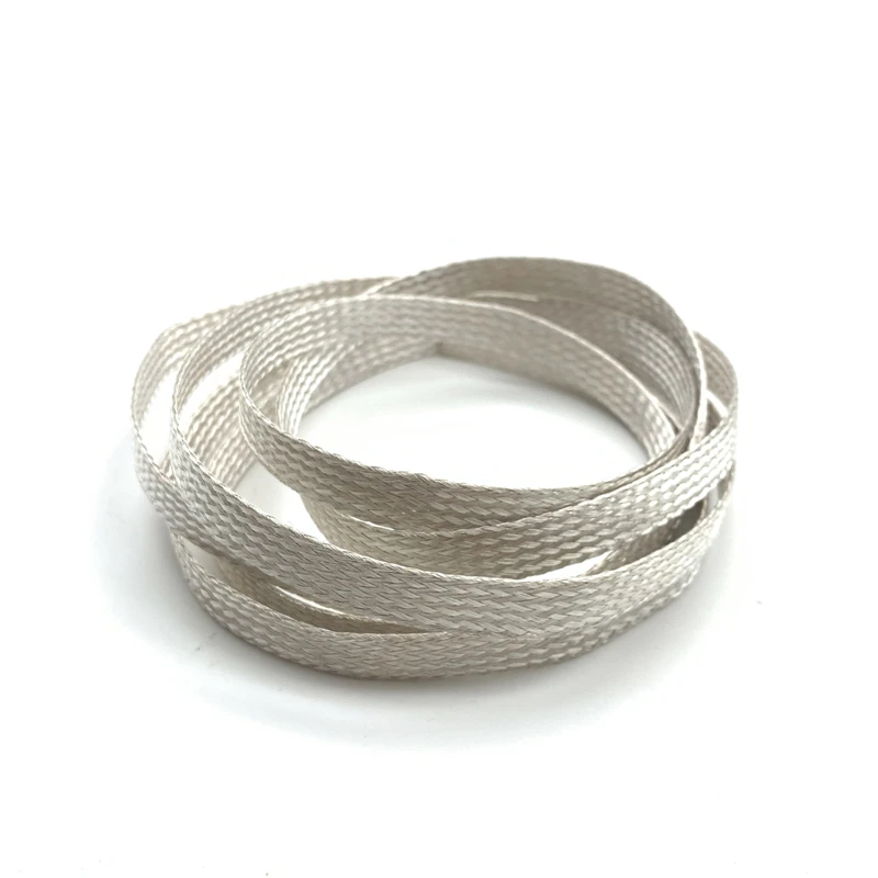 2 4 6 8mm Copper Plated Silver Braided Cable Sleeve Sleeves Tube Sleeving 1/5m