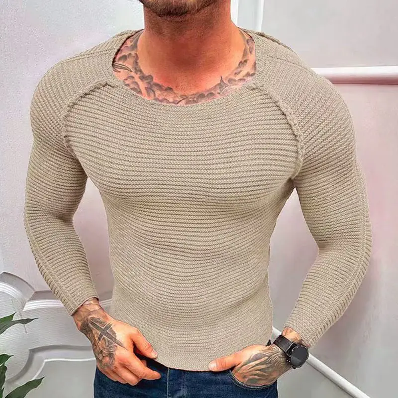 Men's Sweater 2023 Spring And Autumn New Fashion Youth Round Neck Slim Casual Large Size Sweater