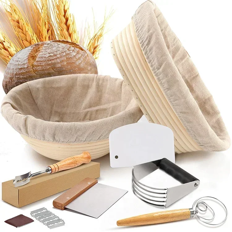 Home Bakers Rattan Basket rattan bread basket cookie cutter Baking Tools Set Dough Fermentation Bread Proofing Baskets For Professional kitchen