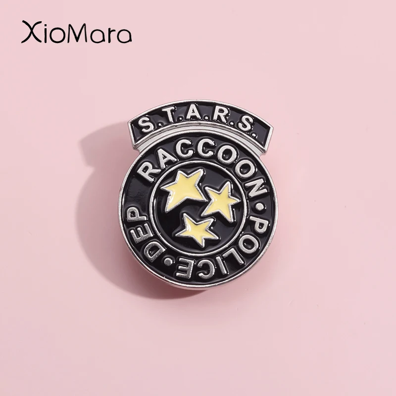 Stars Rescue Raccoon Police Department Enamel Pins Brooches Lapel Badges Jewelry Gift For Fans Friends