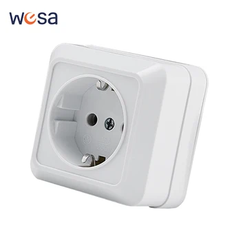 เต้ารับไฟฟ้าสีขาว พื้นผิวผนังคลาสสิกพร้อมสีกราวด์ ปลั๊กไฟพลาสติกหน่วงไฟ ปลั๊กปลั๊กมาตรฐาน EU 1