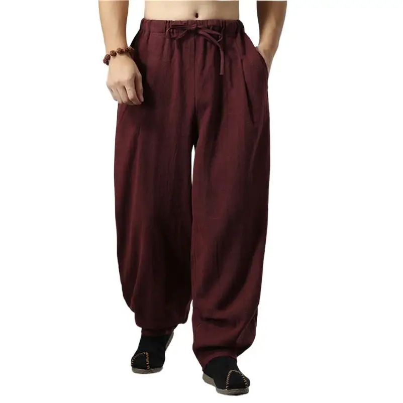 Wide Leg Pants Men's Cotton Linen Chinese Style