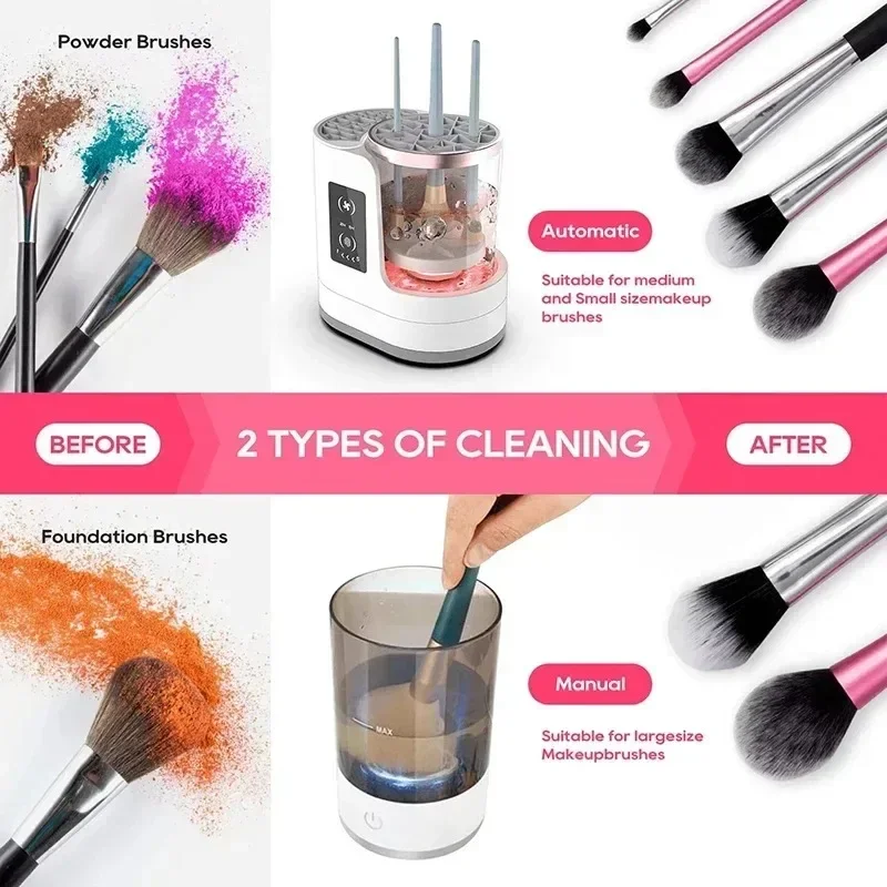2026 Valentines Day Gift for Women Electric Makeup Brush Cleaner Automatic Foundation Sponge Beauty Tool Fast Cleaning Machine
