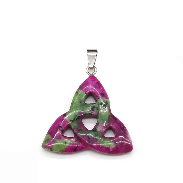 Triquetra Symbol Natural Stone Pendants Celtics Knot Agates Crystal for Jewelry Making DIY Women Necklace Earrings Crafts Epaite