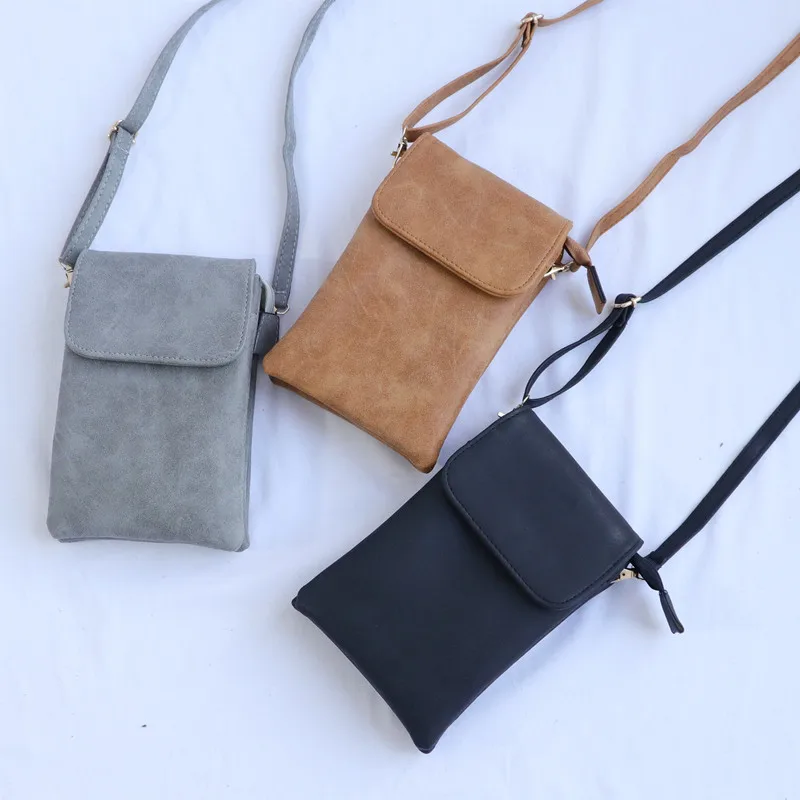 WANAYOU Single Shoulder Leather Bags, Crossbody Mini Small Bag Multi Compartment  Wallet, Solid Fashion Coin Bags 2