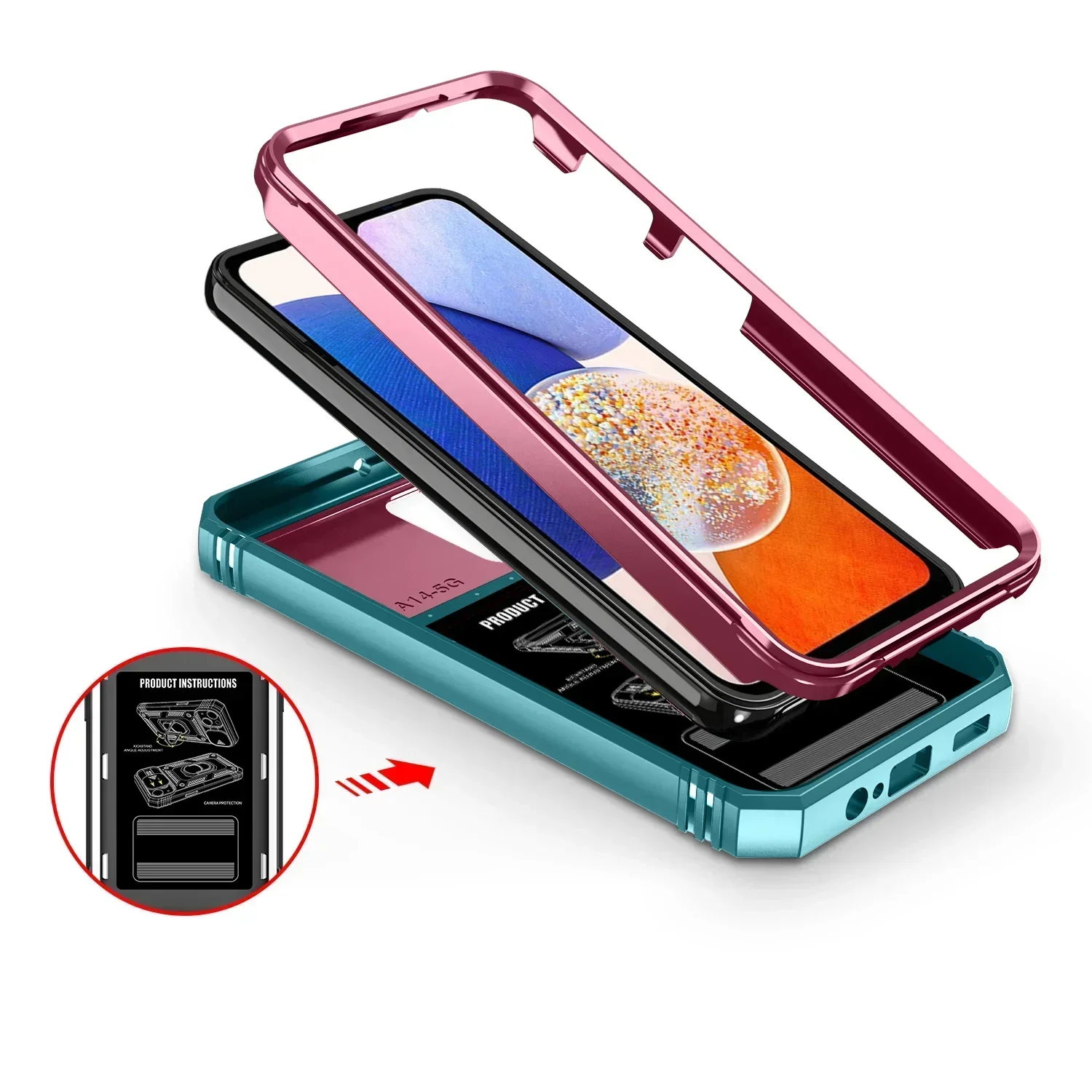 Anti-Klopf-Hartschalen-Rüstungshülle für Samsung Galaxy S24 S23 S22 S21 Ultra Plus Kamera Galaxy A54 A14 A34 A12 A53 A13 A52S Abdeckung – Detail 4