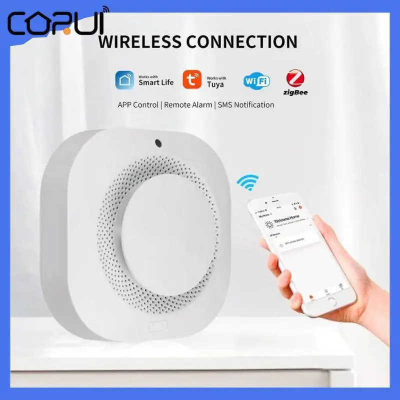 

CORUI Tuya WiFi ZigBee Smoke Detector Sensor Alarm Fire Smart Smoke Detector Fire Protection Home Security Alarm Smart Life APP