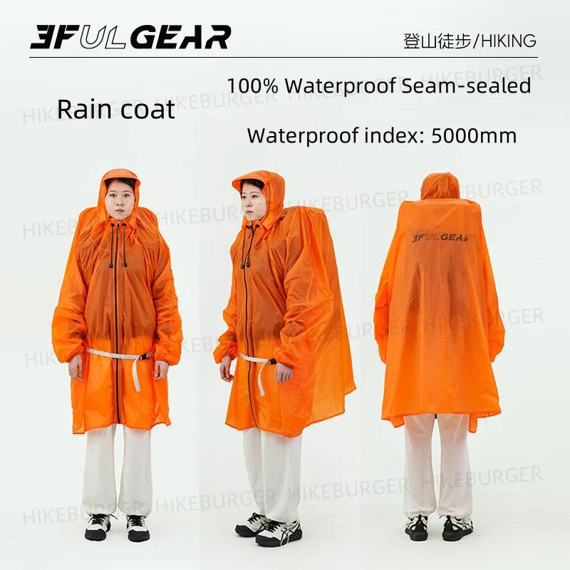 3F UL GEAR Ultralight Rain Coat Zip Outdoor Camping Supplies