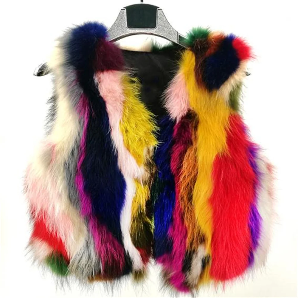 

Красочный кожаный меховой жилет, новинка, Искусственная лиса, новый утолщенный жилет, меховой жилет, пальто