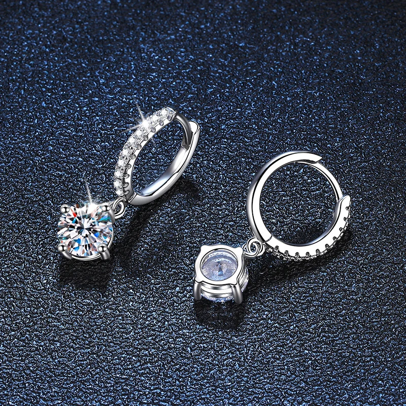 NeeTim 0.5ct 1ct S925 Sterling Silver Moissanite Drop Earrings Trendy Luxury Designer Earing for Women Gift With Certificate 2 NeeTim 0.5ct 1ct S925 Sterling Silver Moissanite Drop Earrings Trendy Luxury Designer Earing for Women Gift With Certificate - Image 2