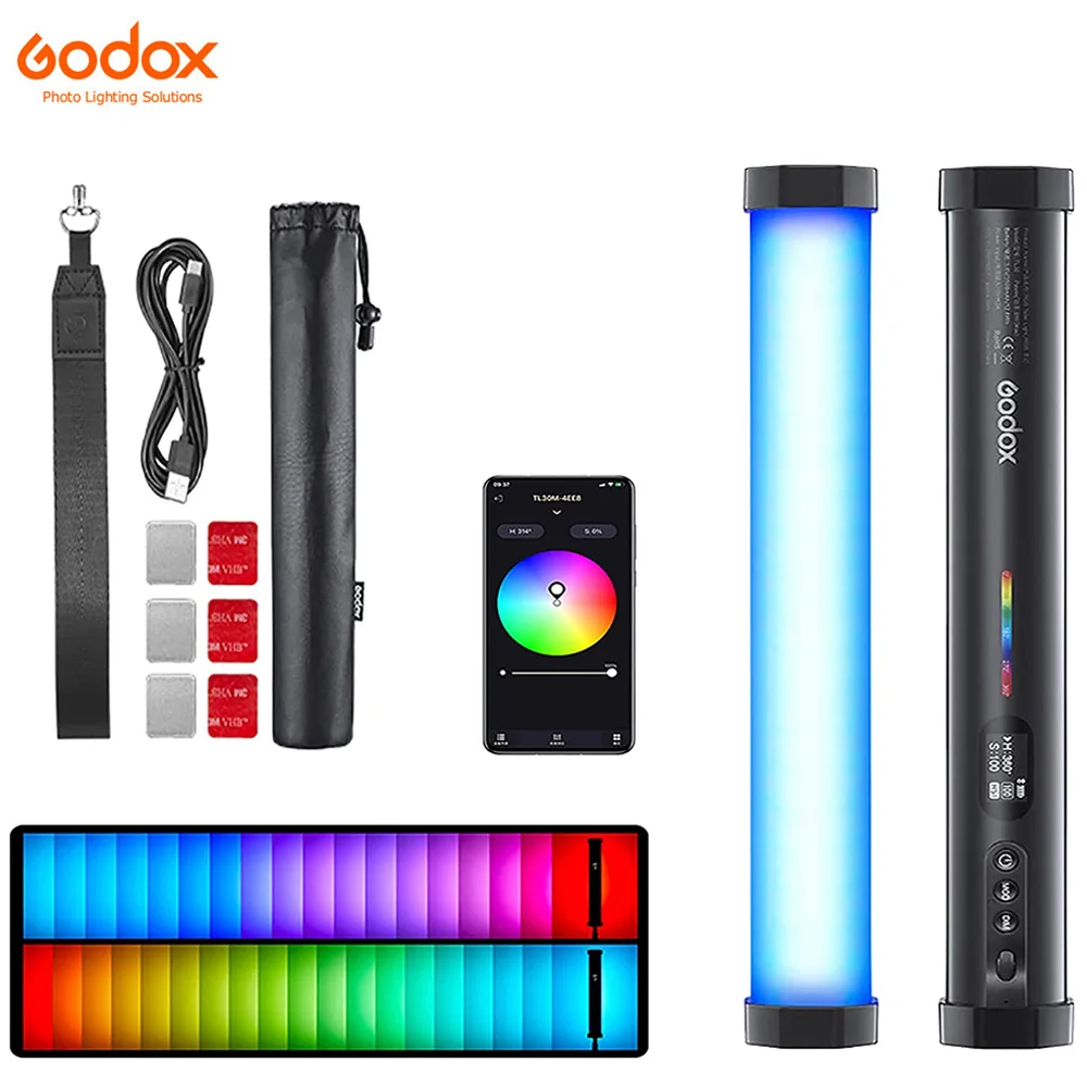 

Godox TL30 RGB-лампа для смартфона с встроенным литиевым аккумулятором 2700K, 8 Вт, 6500K, управление через приложение (одна лампа) (Godox TL30)