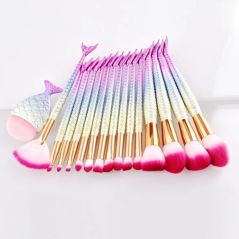 

7Pcs 3D Scrub Mermaid Fish Tail Makeup Brushes Set Foundation Concealer Blending Blush Brushes Eyeshadow Eyebrow Cosmetic Tools