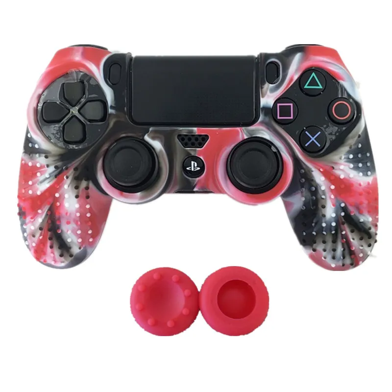 Silikon camo ochranný kůže pouzdro pro sony PS4 DS4 pro štíhlý regulátor palec gripy joysticku čepice