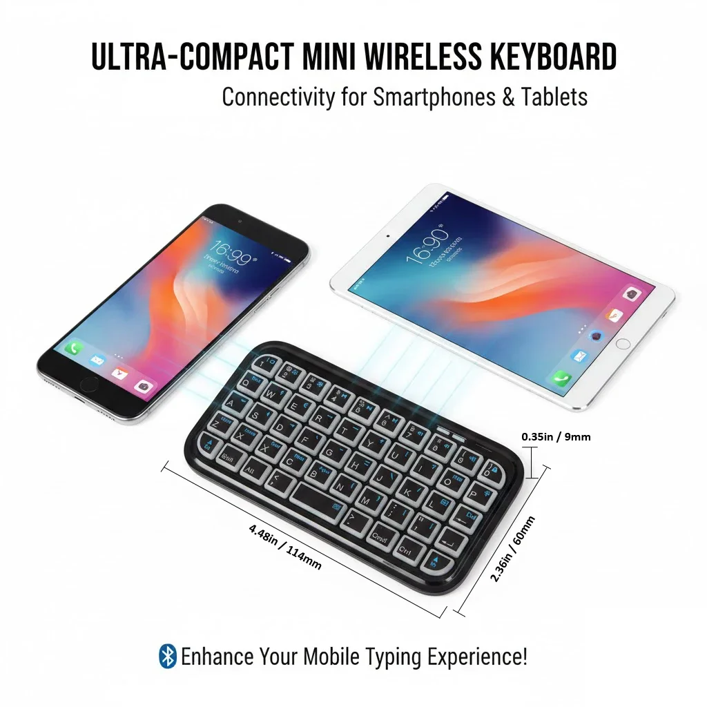 Mini Rechargeable Type-C Dual-Mode (Bluetooth + Wired) RGB Backlight Keyboard Pocket Portable 49 Keys for Tablets Smartphones — view 3