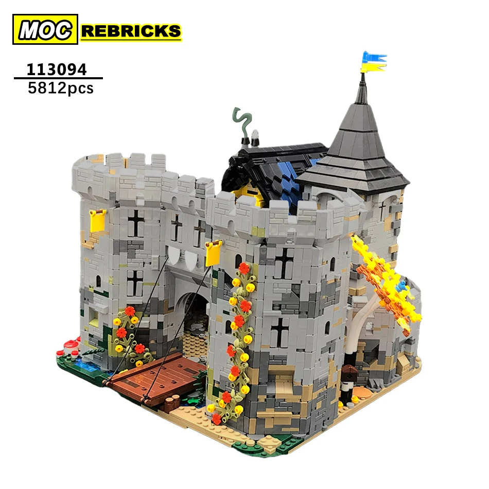 

Уличный вид, архитектурная серия, средневековый модульный замок, строительный блок, DIY коллекция моделей, эксперты, образовательные Подарки