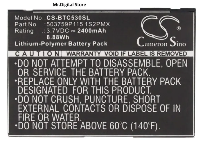 

Cameron Sino 2400mAh Battery 503759P115 1S2PMX for Blaupunkt Lucca 5.3