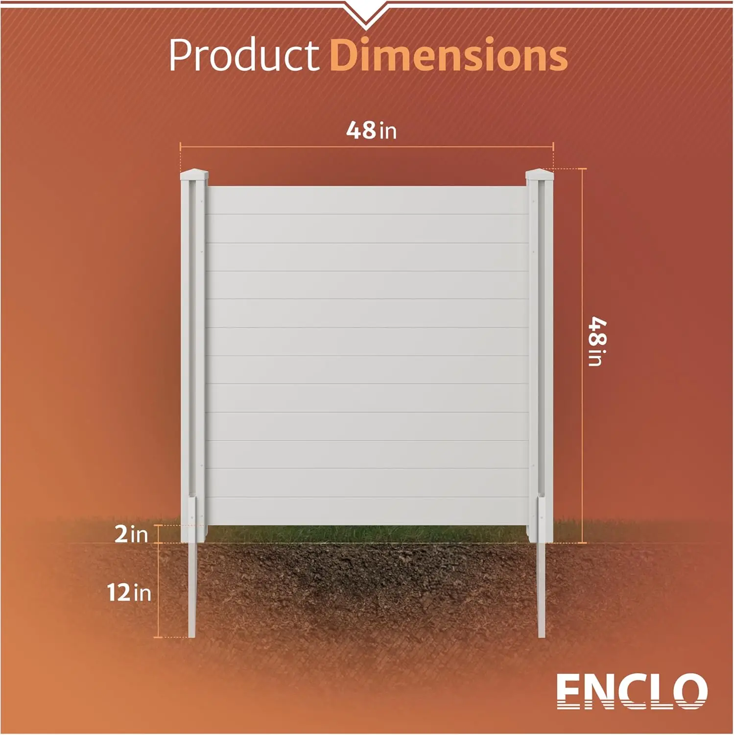4ft H x 4ft W (2 Panels) No Dig Enclo Premium White Vinyl Privacy Screen, Outdoor Privacy Panels, Use As Air Conditioner Fence