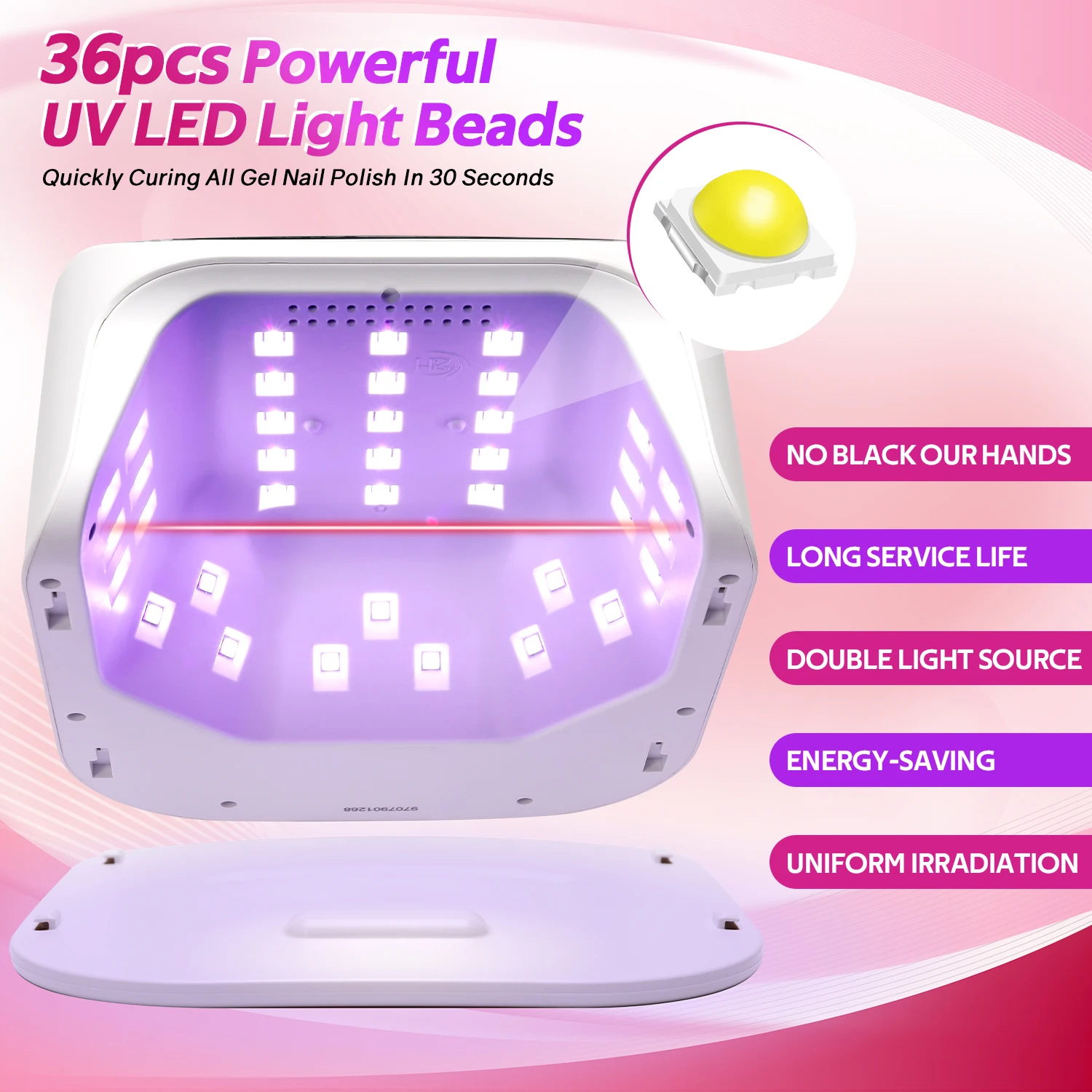 Rechargeable 168W UV LED Nail Lamp For Nail 36LEDS Wireless Gel Polish Curing Lamp With Large Screen Professional Nail Equipment 3