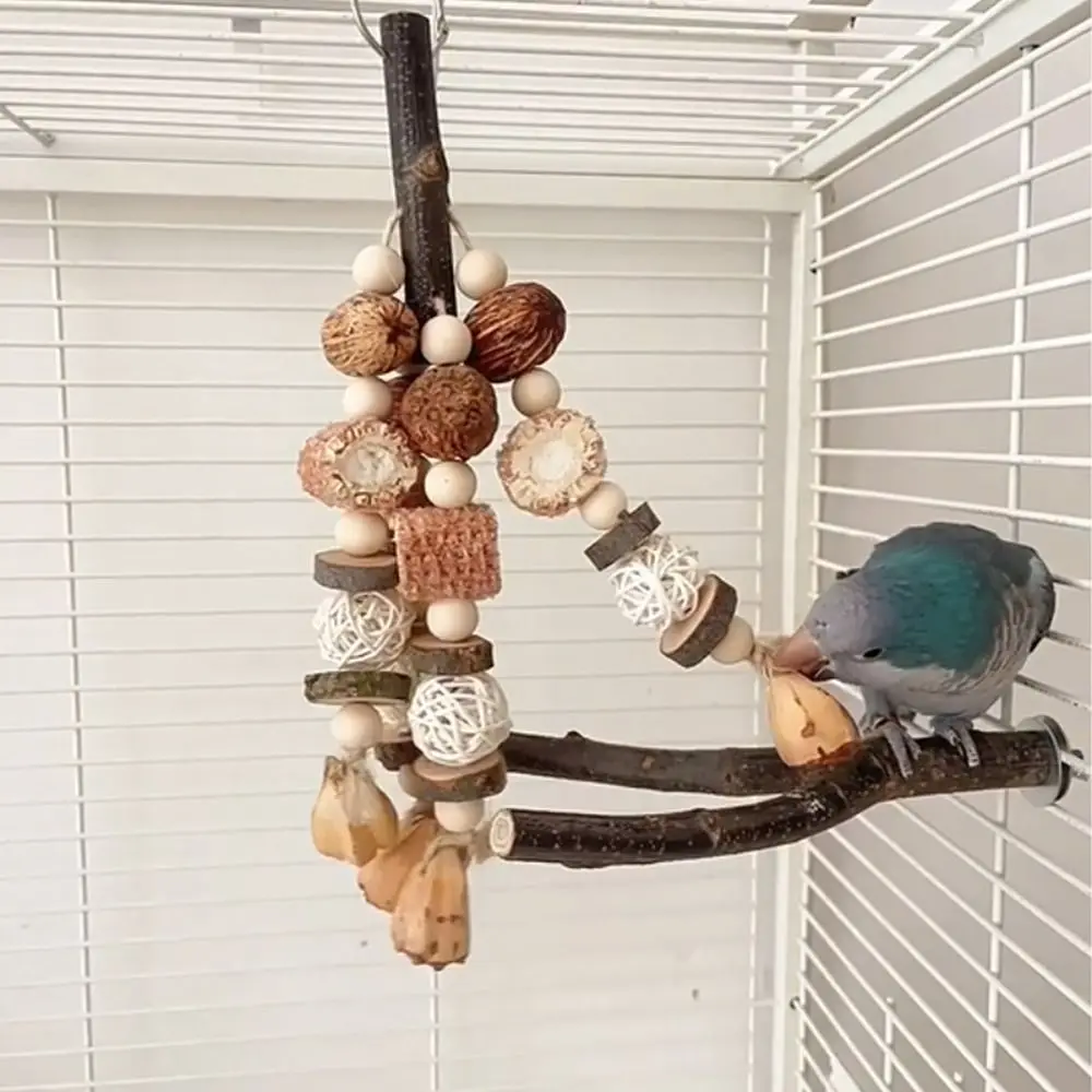 Parakeet Natural Wood Bird Wood Nut Toy Corncob Rattan Ball Parrot Chewing Toy Healthy Pineapple Bite Training For Birds