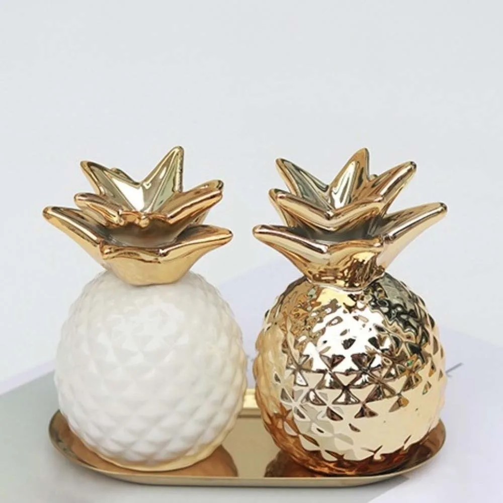 Tirelire ananas en céramique dorée objet décoratif et épargne_voghion.com