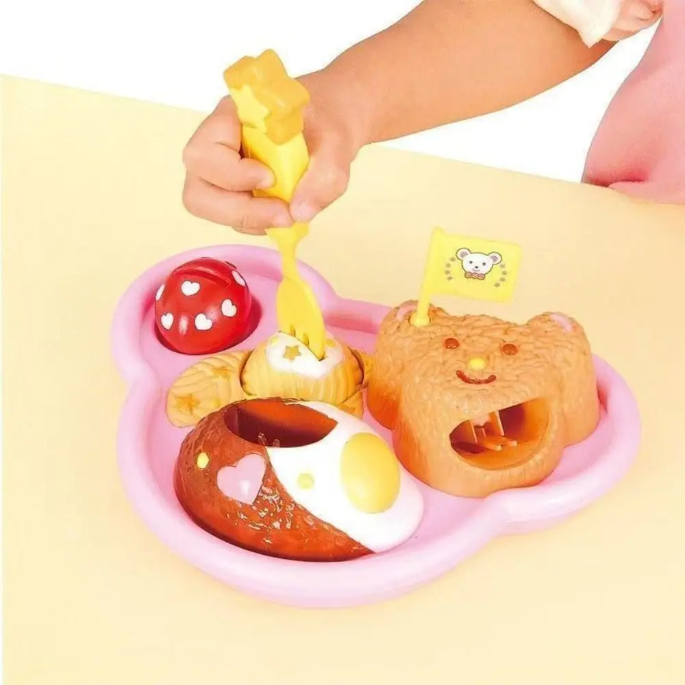 Fun Bear Box Food Feeding Toys Role Play Kitchen Toys Play House Toys Cartoon Simulated Pudding Feeding Set Desktop Ornament